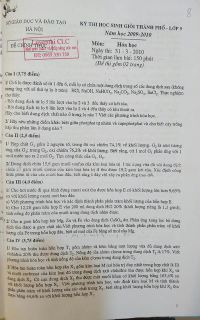 Đề thi HSG cấp thành phố lớp 9 môn Hóa Học tại Hà Nội năm 2010