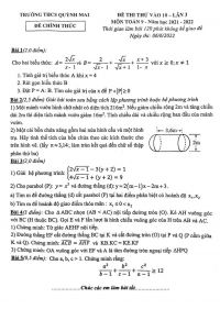 Đề thi thử vào lớp 10 lần 3 môn Toán lớp 9 Trường THCS Quỳnh Mai năm 2022