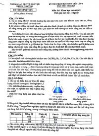 Đề thi Chọn HSG lớp 9 môn KHTN ( Hóa học) thành phố Vinh năm 2024-2025