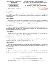 Đề thi chọn HSG bảng A v&agrave; đội tuyển dự thi HSG quốc gia m&ocirc;n Lịch Sử tại Hải Ph&ograve;ng năm 2019