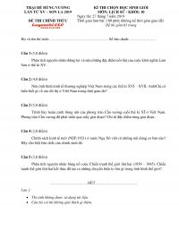 Đề thi chọn HSG m&ocirc;n Lịch Sử khối 10 tỉnh Sơn La năm 2019