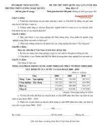 Đề thi thử THPT Quốc Gia lần 1 và đáp án môn Địa Lý tỉnh Thái Nguyên năm 2016