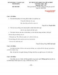 Đề thi thử tuyển sinh v&agrave;o lớp 10 THPT m&ocirc;n Ngữ Văn tỉnh Thanh H&oacute;a năm 2020