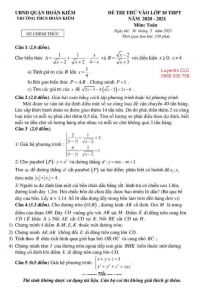 Đề thi thử v&agrave;o lớp 10 THPT m&ocirc;n To&aacute;n Trường THCS Ho&agrave;n Kiếm, quận Ho&agrave;n Kiếm, H&agrave; Nội năm 2021