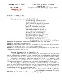 Đề thi thử THPT Quốc Gia lần 3 m&ocirc;n Ngữ Văn Trường THPT Đa Ph&uacute;c, H&agrave; Nội năm 2016