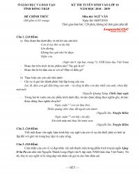 Đề thi tuyển sinh v&agrave;o lớp 10 THPT m&ocirc;n Ngữ Văn tỉnh Đồng Th&aacute;p năm 2018