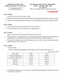 Đề thi chọn đội tuyển HSG m&ocirc;n Địa L&iacute; lớp 9 huyện Ph&uacute;c Thọ, H&agrave; Nội năm 2021