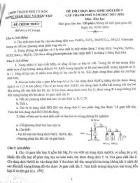 Đề thi chọn HSG môn Hóa Học lớp 9 tại thành phố Từ Sơn, tỉnh Bắc Ninh năm 2024