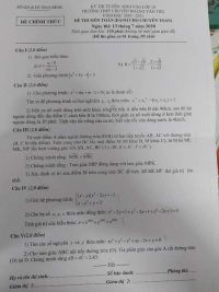 Đề thi tuyển sinh vào lớp 10 Trường THPT CHUYÊN Hoàng Văn Thụ, tỉnh Hòa Bình năm 2020