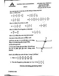 Đề kiểm tra tháng 9 - đề số 2 môn Toán lớp 7 Trường THCS Archimedes năm 2019