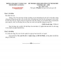 Đề thi HSG lớp 8 cấp th&agrave;nh phố m&ocirc;n Ngữ Văn tỉnh Cao Bằng năm 2017