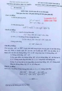 Đề thi tuyển sinh môn Toán vào lớp 10 THPT chuyên ĐHKHTN Hà Nội năm 2020