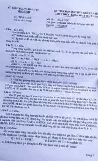 Đề thi chọn HSG môn Hóa Học lớp 9 tỉnh Bình Định năm 2023