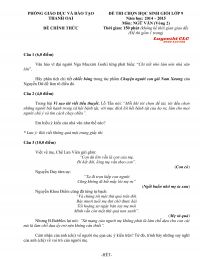 Đề thi chọn HSG m&ocirc;n Ngữ Văn ( V&ograve;ng 2 ) huyện Thanh Oai, H&agrave; Nội năm 2014