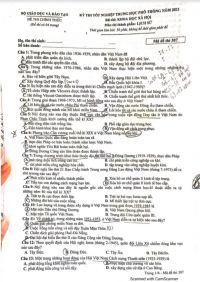 Đề thi tốt nghiệp THPT m&ocirc;n Lịch Sử năm 2021 - M&atilde; đề 307