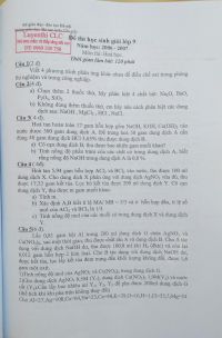 Đề thi HSG m&ocirc;n H&oacute;a Học lớp 9 tại H&agrave; Nội năm 2006