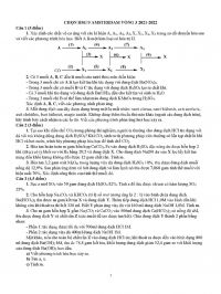 Đề thi chọn HSG môn Hóa Học lớp 9 Trường AMSTERDAM năm 2022