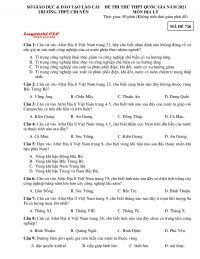 Đề thi thử THPT Quốc Gia m&ocirc;n Địa L&yacute; Trường THPT CHUY&Ecirc;N tỉnh L&agrave;o Cai năm 2021