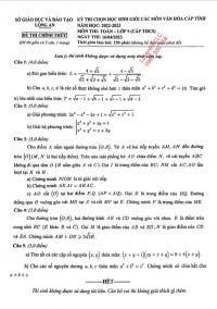 Đề thi chọn HSG môn Toán lớp 9 tỉnh Long An năm 2023