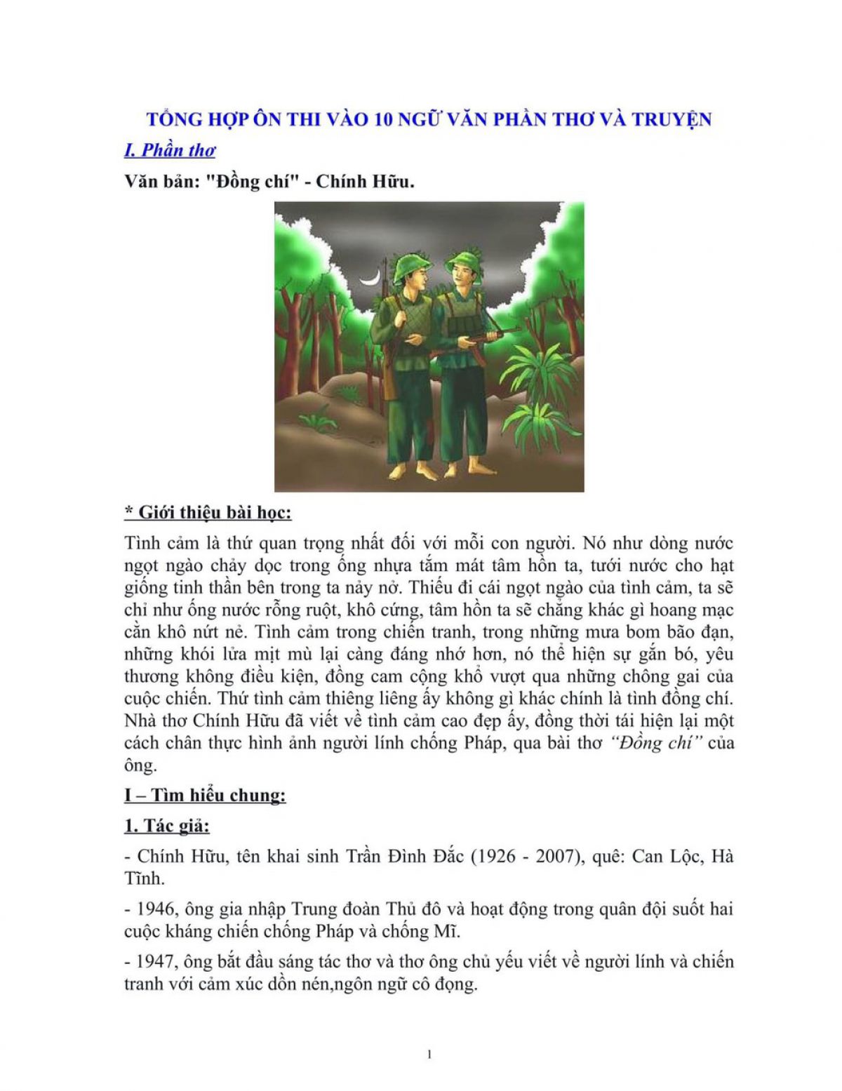 TỔNG HỢP NGỮ VĂN &Ocirc;N THI V&Agrave;O 10 PHẦN THƠ V&Agrave; TRUYỆN