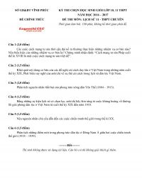 Đề thi HSG m&ocirc;n Lịch Sử lớp 11 THPT CHUY&Ecirc;N tỉnh Vĩnh Ph&uacute;c năm 2017