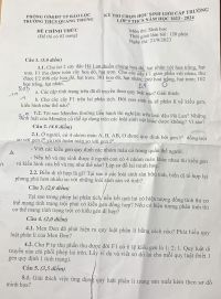 Đề thi chọn HSG môn Sinh học lớp 9 Trường THCS Quang Trung, thành phố Bảo Lộc tỉnh Lâm Đồng năm 2023