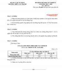 Đề kiểm tra học k&igrave; I khối 11 m&ocirc;n Địa L&yacute; Trường THPT Cần Thạnh TP. Hồ Ch&iacute; Minh năm 2017
