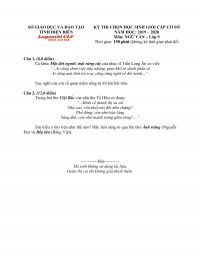 Đề thi chọn HSG m&ocirc;n Ngữ Văn lớp 9 tỉnh Điện Bi&ecirc;n năm 2019