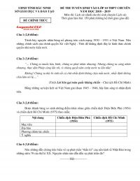 Đề thi tuyển sinh v&agrave;o lớp 10 THPT CHUY&Ecirc;N m&ocirc;n Lịch Sử tỉnh Bắc Ninh năm 2019