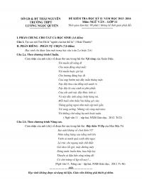 Đề kiểm tra học k&igrave; II v&agrave; đ&aacute;p &aacute;n m&ocirc;n Ngữ Văn lớp 11 Trường THPT Lương Ngọc Quyến tỉnh Th&aacute;i Nguy&ecirc;n năm 2013