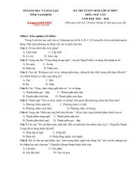 Đề thi tuyển sinh lớp 10 THPT v&agrave; đ&aacute;p &aacute;n m&ocirc;n Ngữ Văn tỉnh Nam Định năm 2015