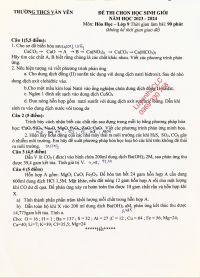 Đề thi chọn HSG môn Hóa Học lớp 9 Trường THCS Văn Yên năm 2023