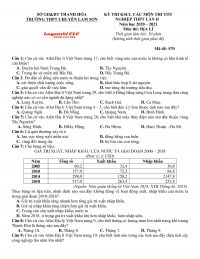 Đề thi KSCL môn Địa Lí lần 2 Trường THPT CHUYÊN Lam Sơn, tỉnh Thanh Hóa năm 2021