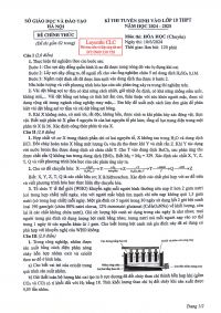 Đề thi vào lớp 10 THPT chuyên môn Hóa sở GD&amp;ĐT TP Hà Nội năm 2024-2025