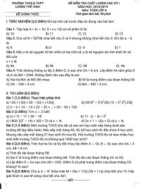 Đề kiểm tra chất lượng học k&igrave; I m&ocirc;n To&aacute;n lớp 6 Trường THCS &amp; THPT Lương Thế Vinh năm 2018