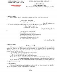 Đề thi chọn HSG m&ocirc;n Ngữ Văn lớp 9 Trường THCS Phụ Kh&aacute;nh huyện Hạ H&ograve;a tỉnh Ph&uacute; Thọ năm 2014