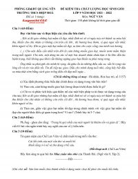 Đề kiểm tra chất lượng HSG m&ocirc;n Ngữ Văn lớp 9 huyện Quảng Y&ecirc;n tỉnh Quảng Ninh năm 2021