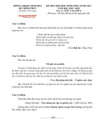 Đề thi chọn HSG m&ocirc;n Ngữ Văn lớp 9 huyện Minh H&oacute;a, tỉnh Quảng B&igrave;nh năm 2019