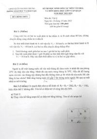 Đề thi chọn HSG và đáp án môn Vật Lí lớp 9 quận Hai Bà Trưng, Hà Nội năm 2022
