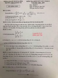 Đề kiểm tra khảo s&aacute;t m&ocirc;n To&aacute;n lớp 9 lần 1 Trường THCS Giảng V&otilde;, H&agrave; Nội năm 2021