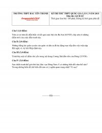 Đề thi thử THPT Quốc Gia lần 2 m&ocirc;n Lịch Sử Trường THPT Bắc Y&ecirc;n Th&agrave;nh, Nghệ An năm 2015