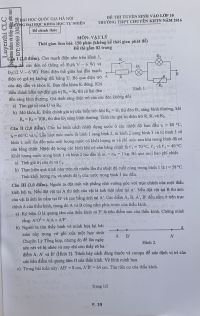Đề thi tuyển sinh vào lớp 10 môn Vật Lí Trường THPT CHUYÊN KHTN năm 2016