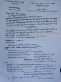 Đề thi tuyển sinh v&agrave;o lớp 10 THPT m&ocirc;n Ngữ Văn Nghệ An 2018