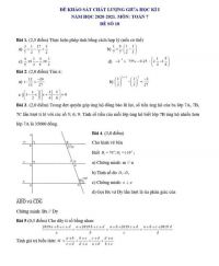 Đề thi khảo s&aacute;t chất lượng giữa học k&igrave; I m&ocirc;n To&aacute;n lớp 7 năm 2021. Đề số 18