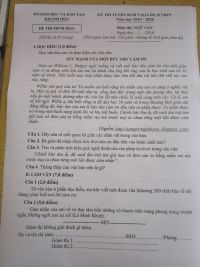 Đề minh họa đề thi tuyển sinh v&agrave;o lớp 10 THPT m&ocirc;n Ngữ Văn tỉnh Kh&aacute;nh H&ograve;a năm 2019