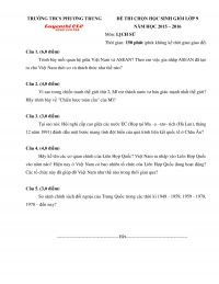 Đề thi chọn HSG  m&ocirc;n Lịch Sử lớp 9 Trường THCS Phương Trung, Thanh Oai, H&agrave; Nội năm 2015
