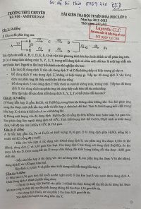 Đề kiểm tra đội tuyển H&oacute;a Học lớp 9 Trường THPT CHUY&Ecirc;N H&agrave; Nội - Amsterdam năm 2012