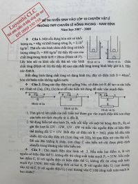 Đề thi tuyển sinh v&agrave;o lớp 10 Chuy&ecirc;n v&agrave; đ&aacute;p &aacute;n m&ocirc;n Vật L&iacute; Trường THPT Chuy&ecirc;n L&ecirc; Hồng Phong, tỉnh Nam Định năm 2008