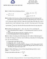 Đề thi chọn HSG môn Toán lớp 9 Trường THCS &amp; THPT Lương Thế Vinh, Hà Nội năm 2022