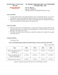 Đề thi HSG lớp 12 cấp th&agrave;nh phố m&ocirc;n Địa L&iacute; tại H&agrave;  Nội năm 2020